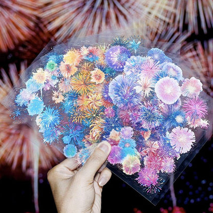ST758｜シール 花火 お祭り 夏祭り 花火大会 夏休み 青 ピンク 紫 オレンジ 黄色