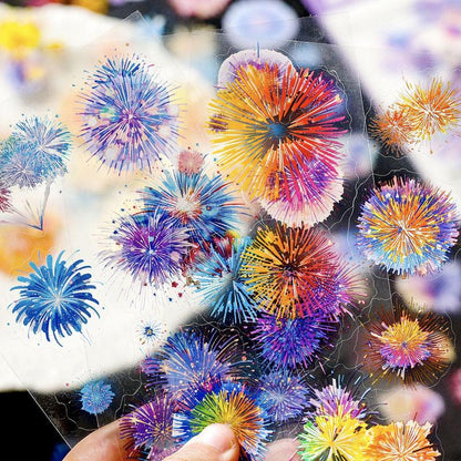 ST758｜シール 花火 お祭り 夏祭り 花火大会 夏休み 青 ピンク 紫 オレンジ 黄色