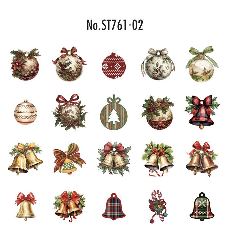 ST761｜シール クリスマス 飾り オーナメント 装飾 ベル ボール ツリー リボン