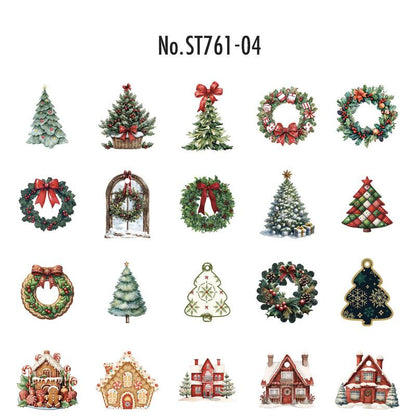 ST761｜シール クリスマス 飾り オーナメント 装飾 ベル ボール ツリー リボン