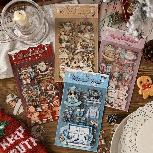 ST763｜シール クリスマス 装飾 かわいい サンタ オーナメント 雪だるま トナカイ