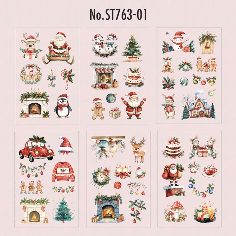 ST763｜シール クリスマス 装飾 かわいい サンタ オーナメント 雪だるま トナカイ