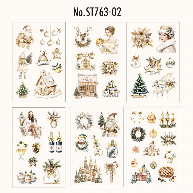 ST763｜シール クリスマス 装飾 かわいい サンタ オーナメント 雪だるま トナカイ