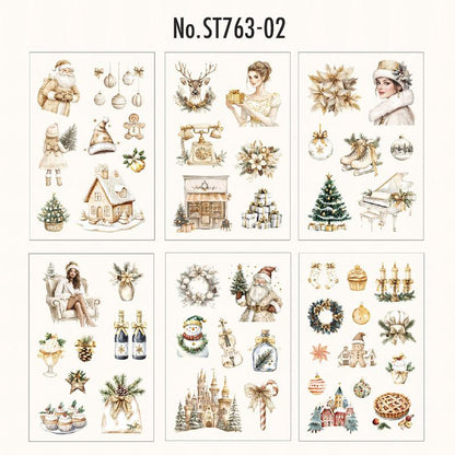 ST763｜シール クリスマス 装飾 かわいい サンタ オーナメント 雪だるま トナカイ