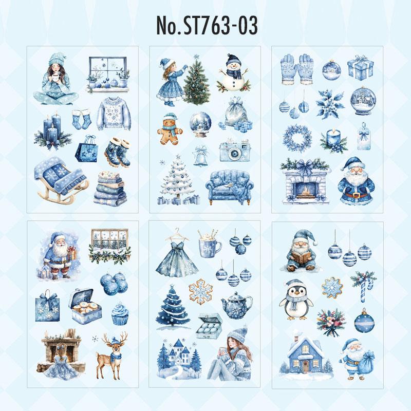 ST763｜シール クリスマス 装飾 かわいい サンタ オーナメント 雪だるま トナカイ