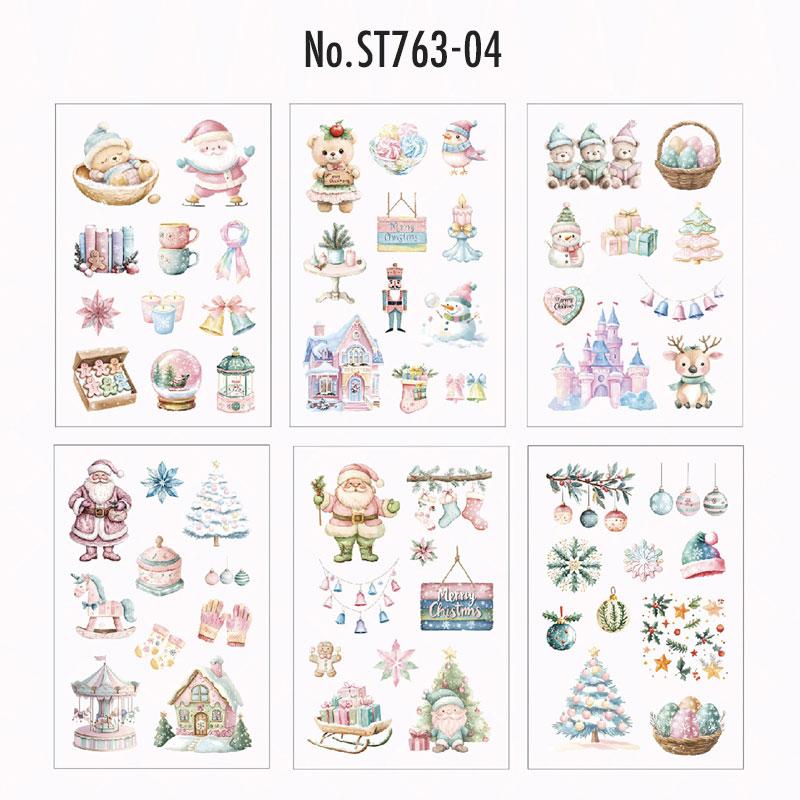 ST763｜シール クリスマス 装飾 かわいい サンタ オーナメント 雪だるま トナカイ