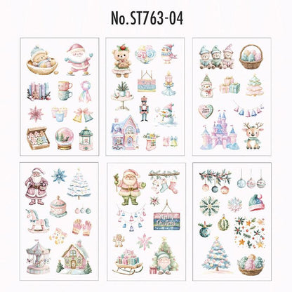 ST763｜シール クリスマス 装飾 かわいい サンタ オーナメント 雪だるま トナカイ