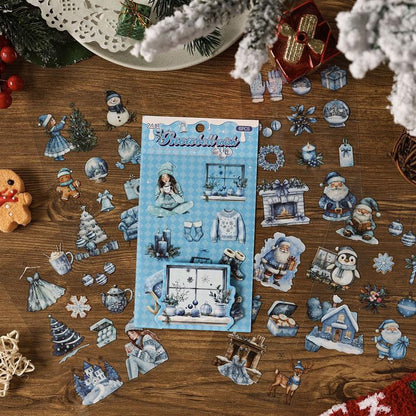 ST763｜シール クリスマス 装飾 かわいい サンタ オーナメント 雪だるま トナカイ