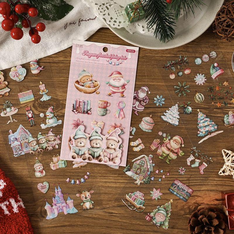 ST763｜シール クリスマス 装飾 かわいい サンタ オーナメント 雪だるま トナカイ