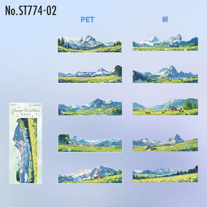 ST774｜シール 景色 風景 海辺 桜 富士山 紅葉 雪国 四季 春夏秋冬 シールブック
