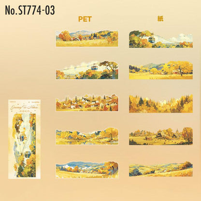 ST774｜シール 景色 風景 海辺 桜 富士山 紅葉 雪国 四季 春夏秋冬 シールブック