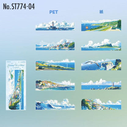 ST774｜シール 景色 風景 海辺 桜 富士山 紅葉 雪国 四季 春夏秋冬 シールブック