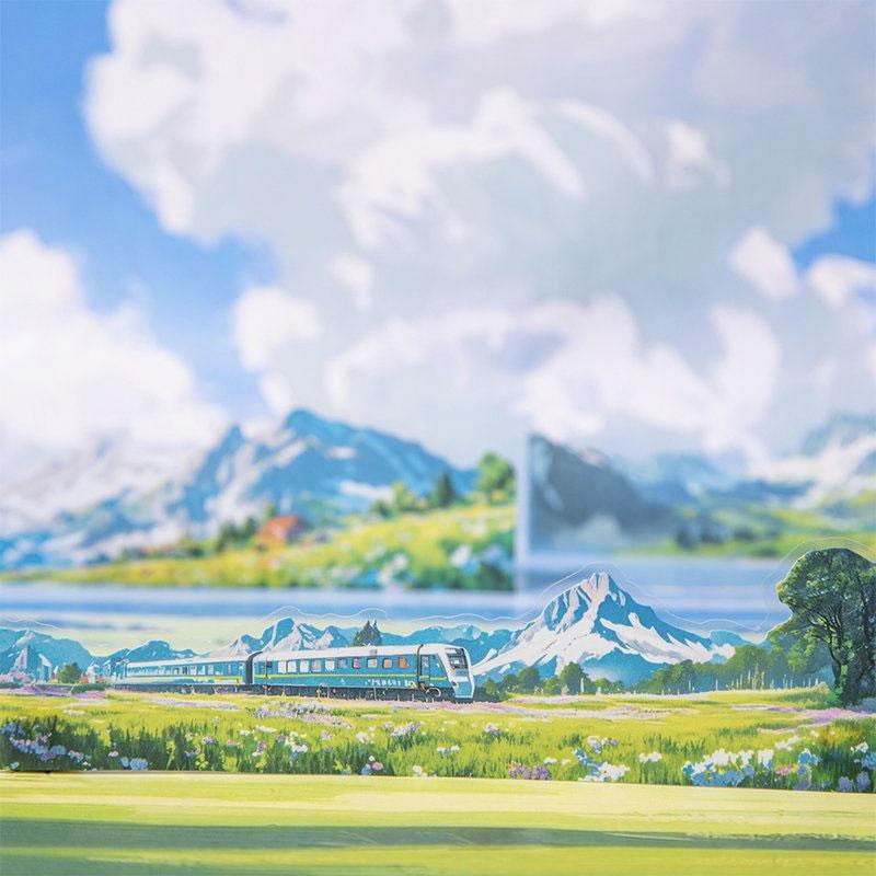 ST774｜シール 景色 風景 海辺 桜 富士山 紅葉 雪国 四季 春夏秋冬 シールブック