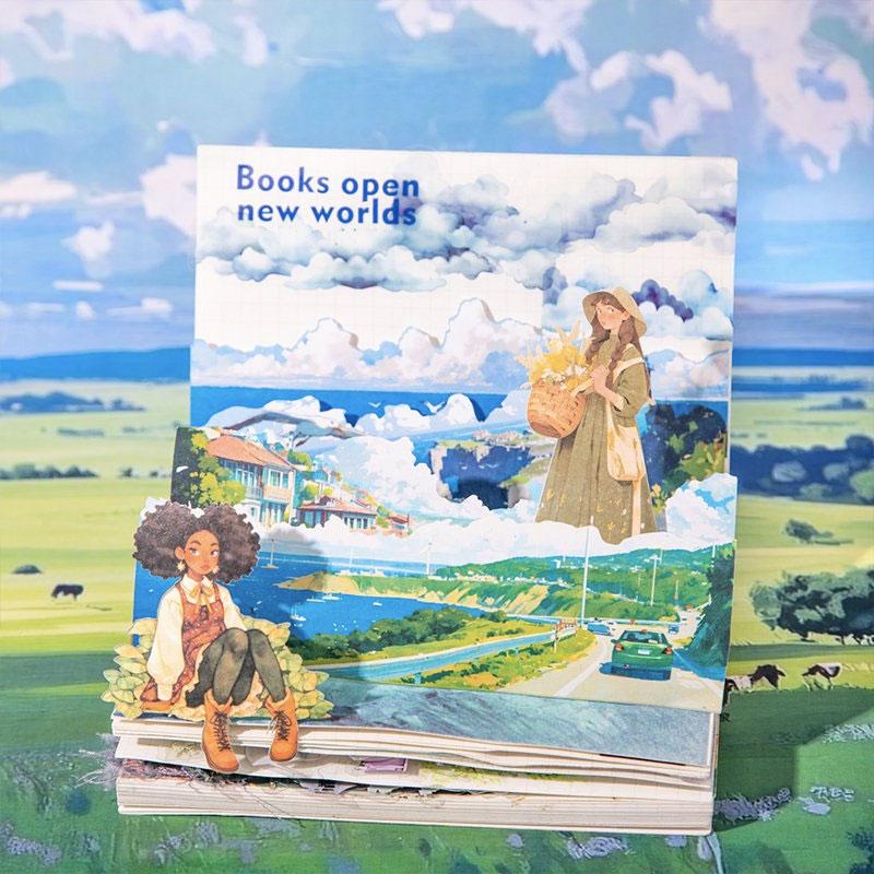 ST774｜シール 景色 風景 海辺 桜 富士山 紅葉 雪国 四季 春夏秋冬 シールブック