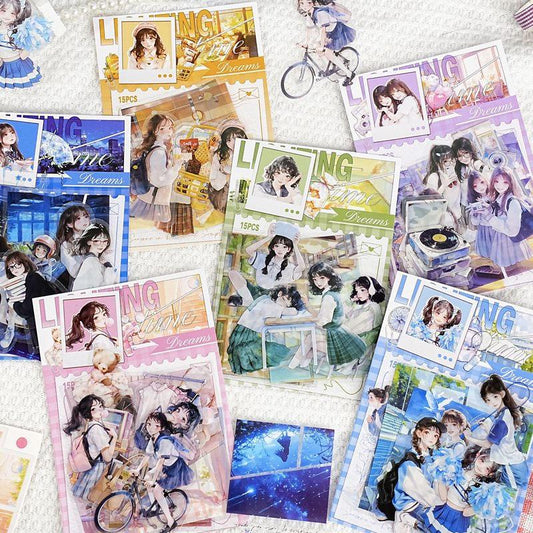 ST784 シール 人物 女性 女の子 学校 部活 勉強 制服 高校生