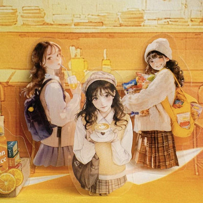 ST784｜シール 人物 女性 女の子 学校 部活 勉強 制服 高校生