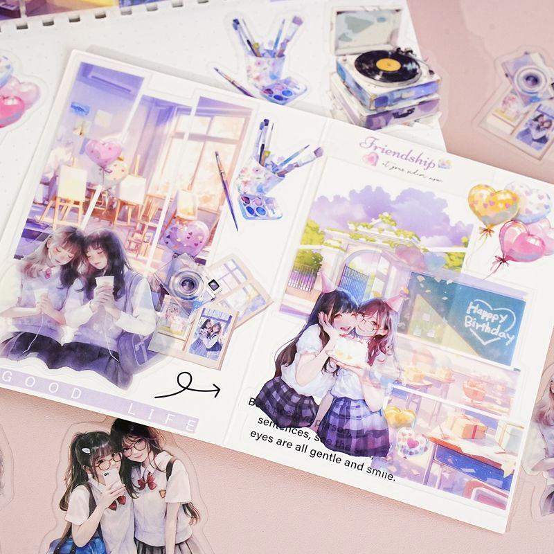 ST784｜シール 人物 女性 女の子 学校 部活 勉強 制服 高校生