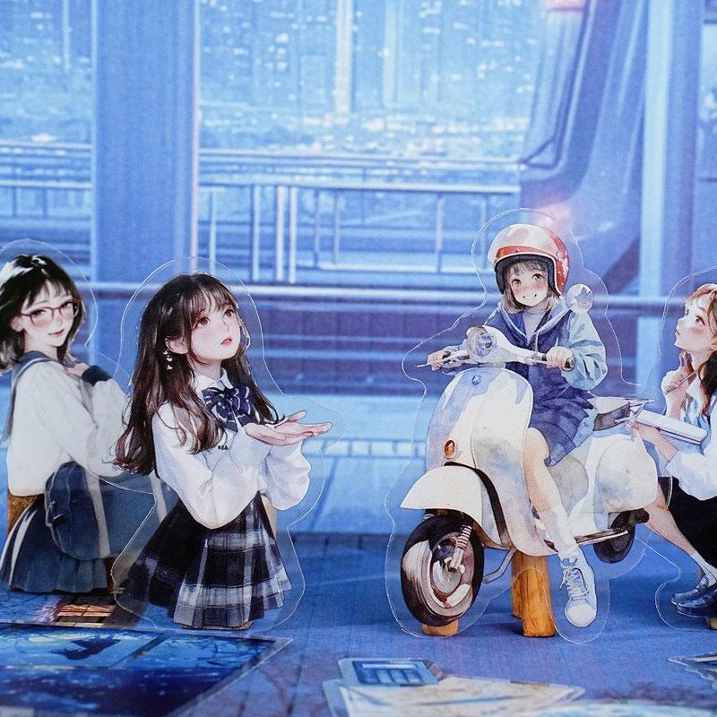 ST784｜シール 人物 女性 女の子 学校 部活 勉強 制服 高校生