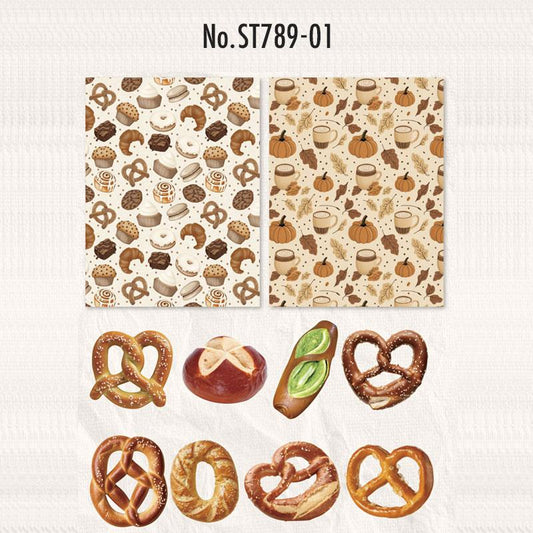 ST789｜シール パン プレッツェル クロワッサン 食パン トースト カップケーキ パン屋
