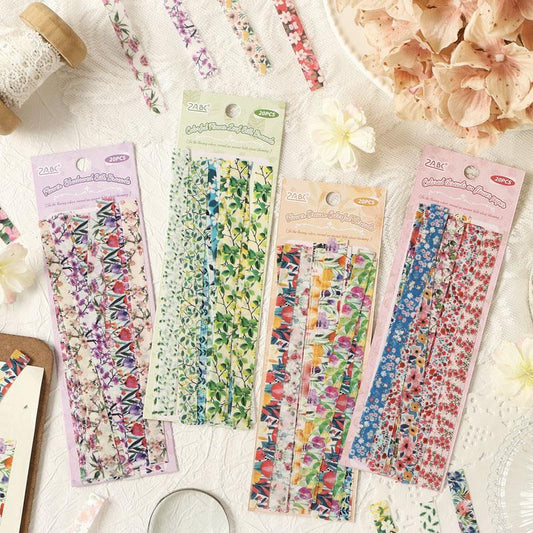 ST790 シール 帯状 ライン 花柄シール テープ リボン 細長いシール 装飾 飾り