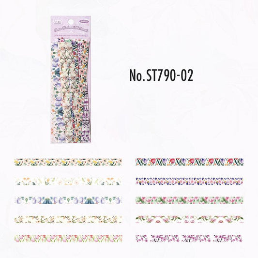 ライン・花柄シール・リボンのPETコラージュシール