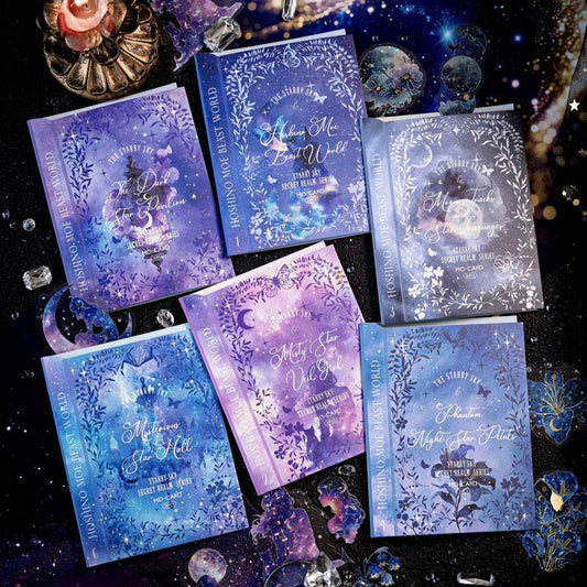 ST792 シール 月 星空 神秘的 シルエット 女性 ネコ クジラ 白鳥 クラゲ ピアノ