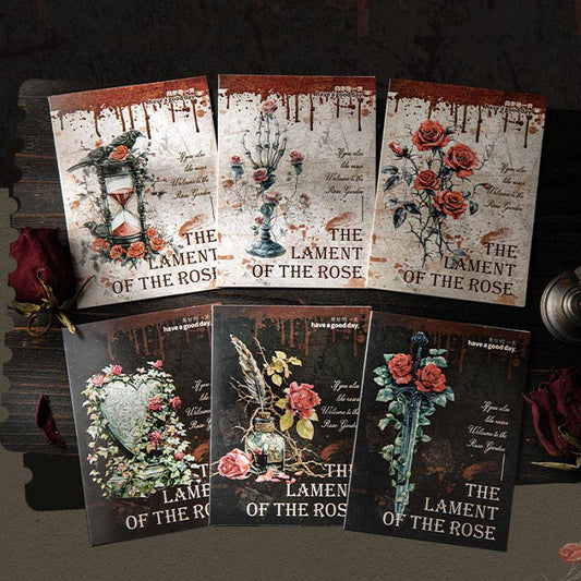 ST794 シール バラ ダークゴシック 薔薇 本 インク 蜘蛛 ハート 時計 ドクロ 骸骨