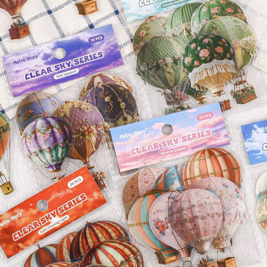 ST798 シール 気球 バルーン レトロ ヴィンテージ