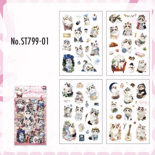 ST799｜シール ネコ 犬 マスコット 猫 イヌ 可愛い
