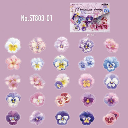 ST803 シール 花 蝶 パンジー ユリ マーガレット スイセン ポピー バタフライ