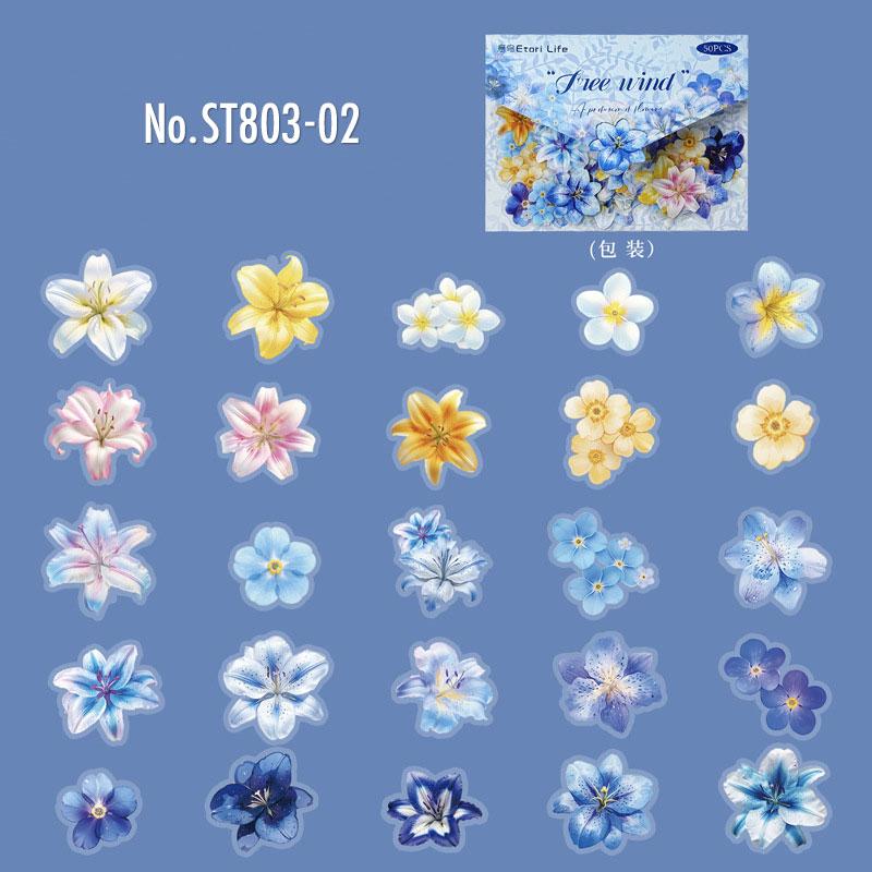 ST803 シール 花 蝶 パンジー ユリ マーガレット スイセン ポピー バタフライ