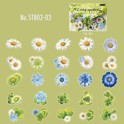 ST803 シール 花 蝶 パンジー ユリ マーガレット スイセン ポピー バタフライ