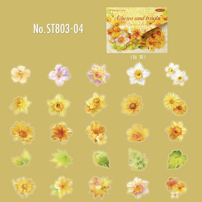 ST803 シール 花 蝶 パンジー ユリ マーガレット スイセン ポピー バタフライ