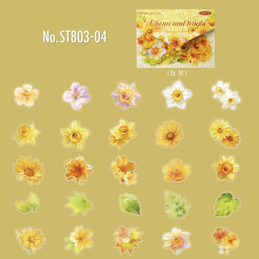 花・蝶・パンジーのPETコラージュシール
