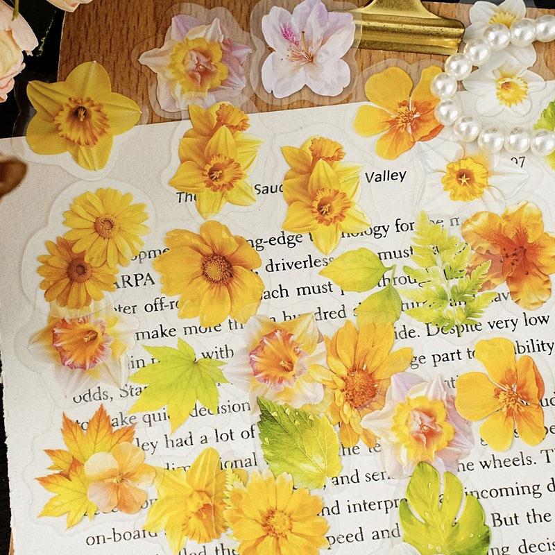 ST803 シール 花 蝶 パンジー ユリ マーガレット スイセン ポピー バタフライ