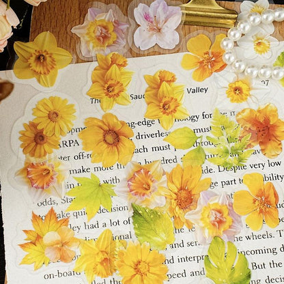 ST803 シール 花 蝶 パンジー ユリ マーガレット スイセン ポピー バタフライ