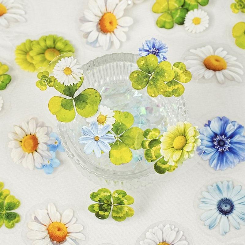 ST803 シール 花 蝶 パンジー ユリ マーガレット スイセン ポピー バタフライ