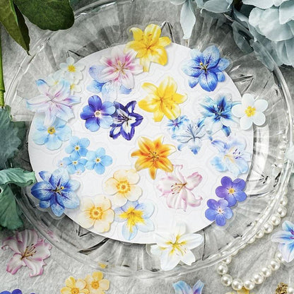 ST803 シール 花 蝶 パンジー ユリ マーガレット スイセン ポピー バタフライ