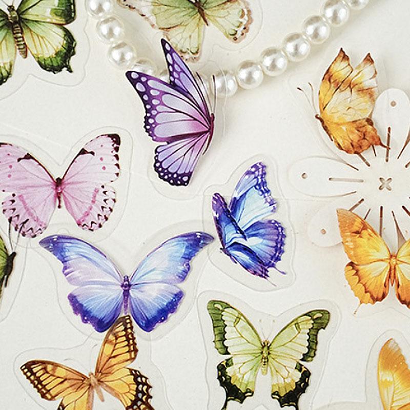 ST803 シール 花 蝶 パンジー ユリ マーガレット スイセン ポピー バタフライ