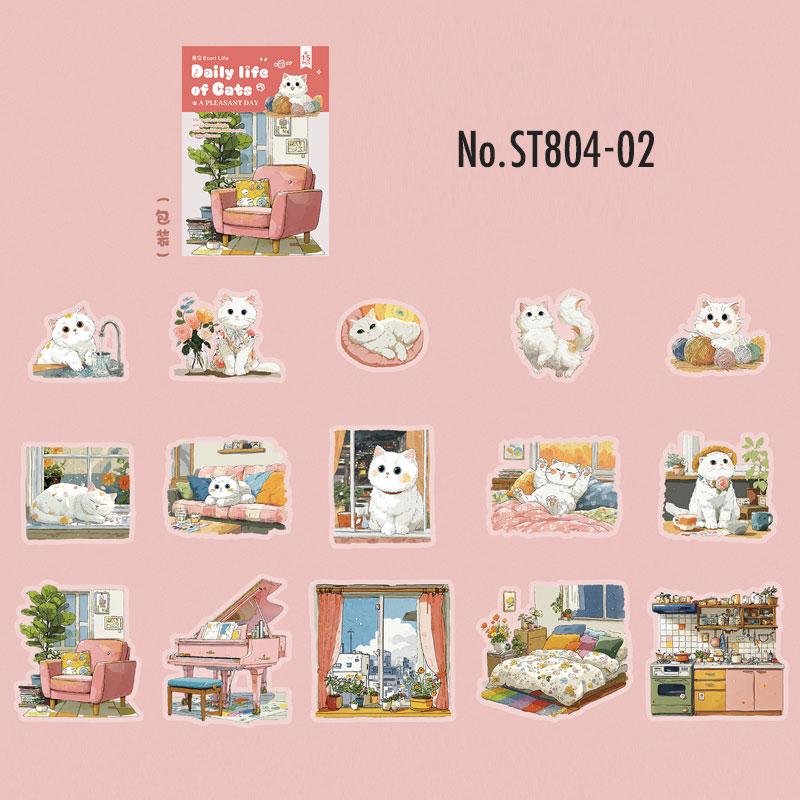 ST804 シール ネコ 猫 マスコット 可愛い 黒猫 白猫