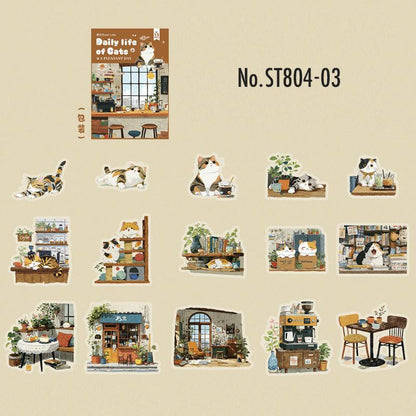 ST804 シール ネコ 猫 マスコット 可愛い 黒猫 白猫