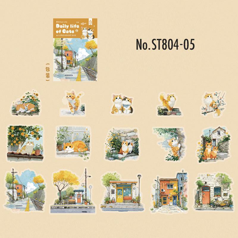 ST804 シール ネコ 猫 マスコット 可愛い 黒猫 白猫