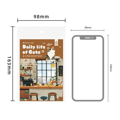 ST804 シール ネコ 猫 マスコット 可愛い 黒猫 白猫