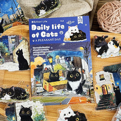 ST804 シール ネコ 猫 マスコット 可愛い 黒猫 白猫