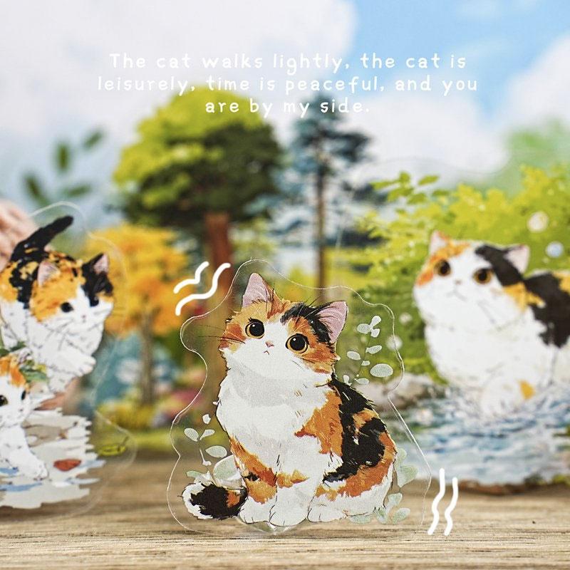 ST804 シール ネコ 猫 マスコット 可愛い 黒猫 白猫