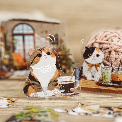 ST804 シール ネコ 猫 マスコット 可愛い 黒猫 白猫