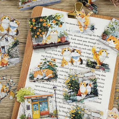 ST804 シール ネコ 猫 マスコット 可愛い 黒猫 白猫