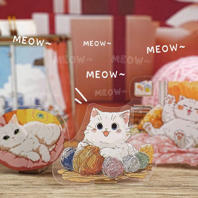 ST804 シール ネコ 猫 マスコット 可愛い 黒猫 白猫