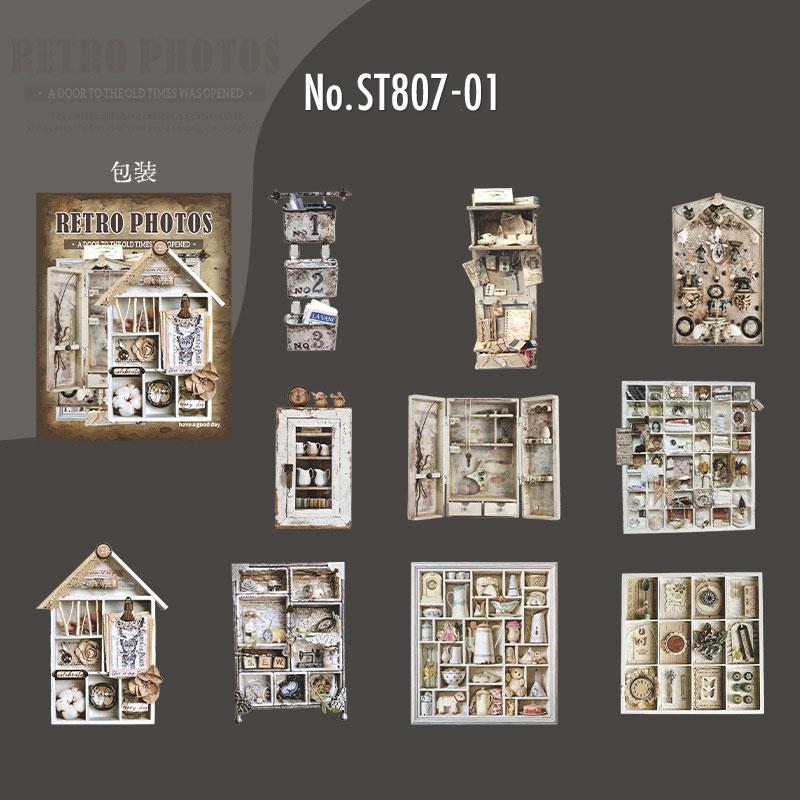 ST807 シール 家具 棚 キャビネット 本棚 アンティーク ヴィンテージ