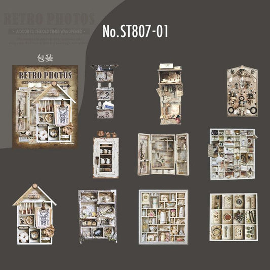 ST807｜シール 家具 棚 キャビネット 本棚 アンティーク ヴィンテージ